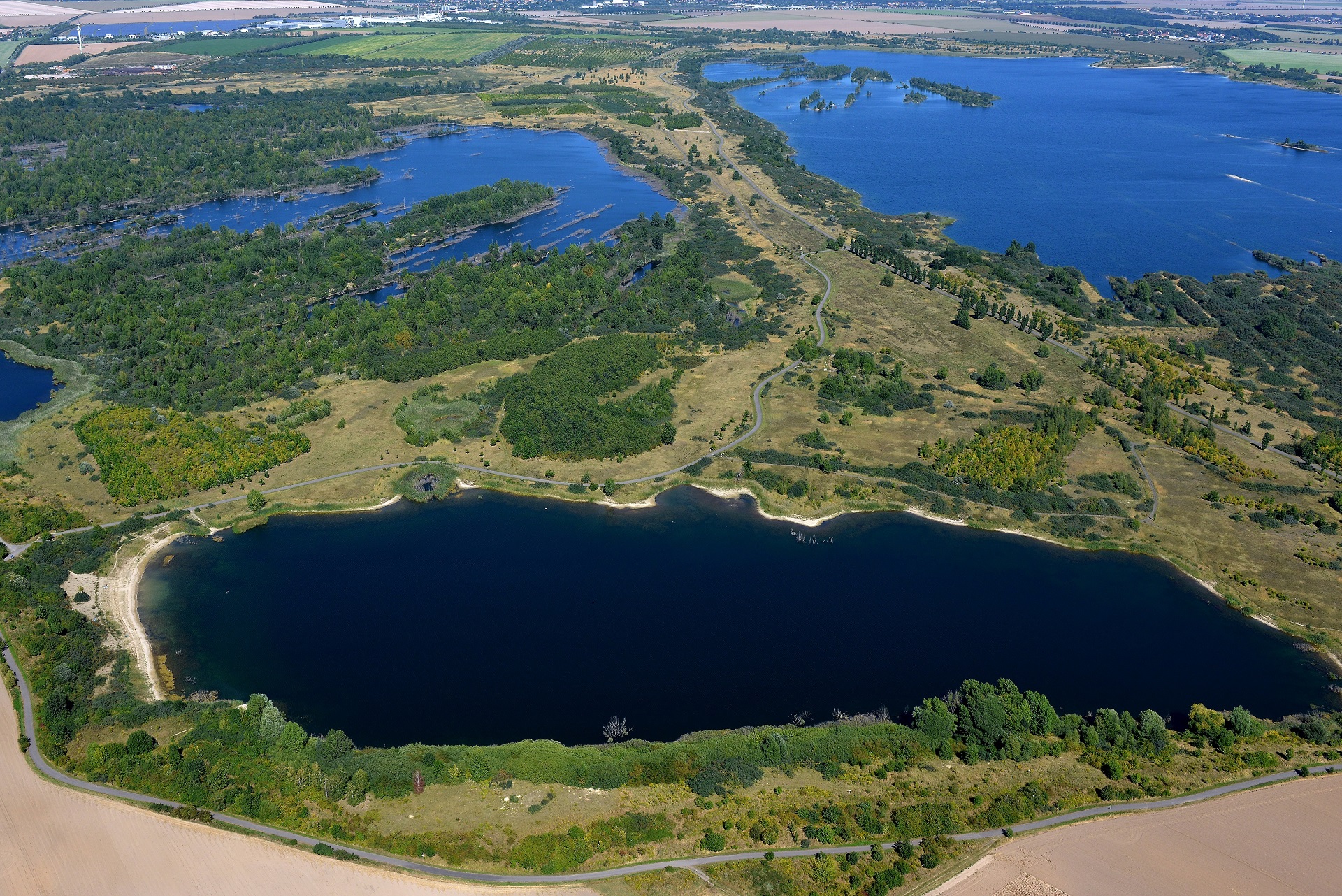 Zwochauer See (vorn), Grabschützer See (hinten links) und Werbeliner See (hinten rechts) © LMBV, Peter Radke